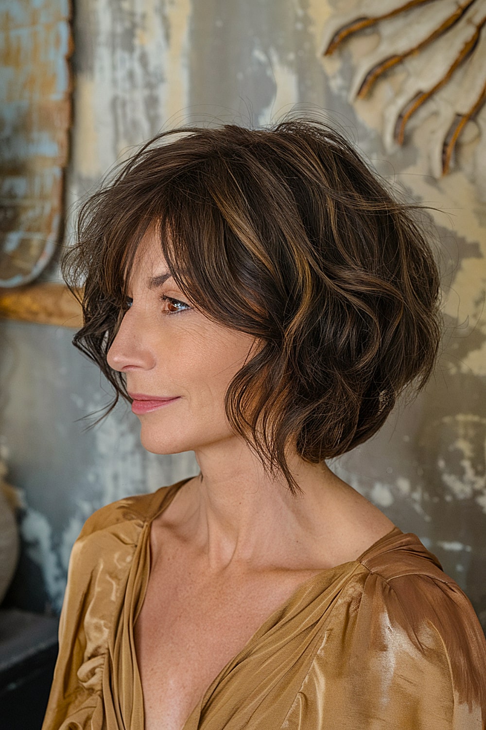 Angled bob with soft face-framing bangs