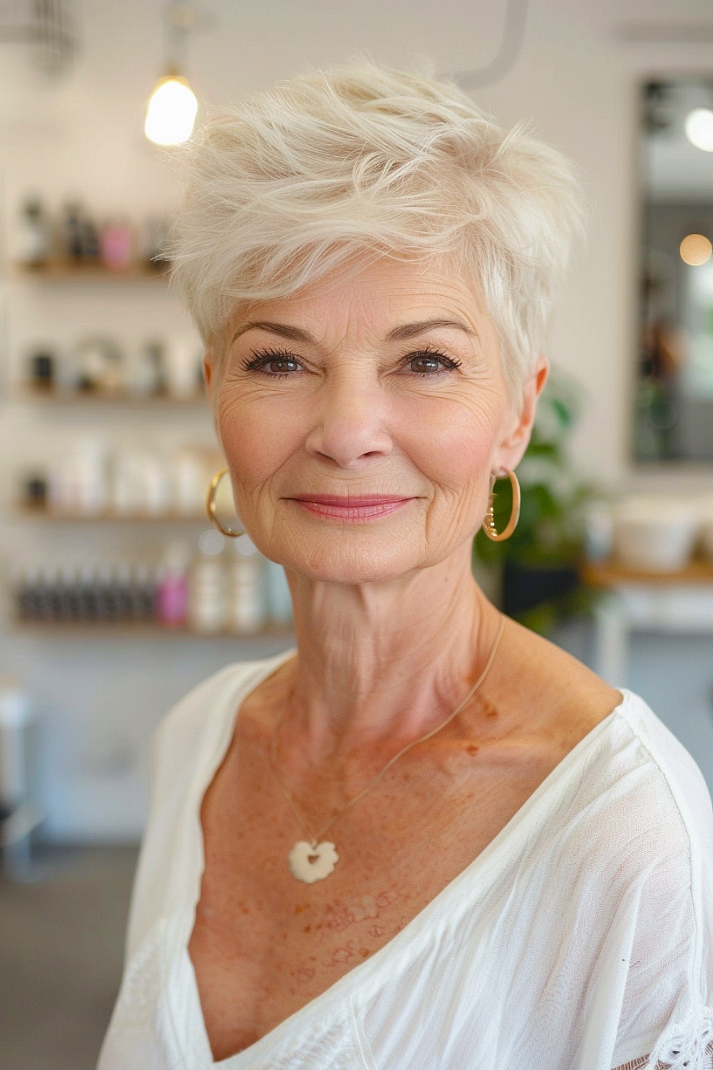Short hairstyle for square faces over 60