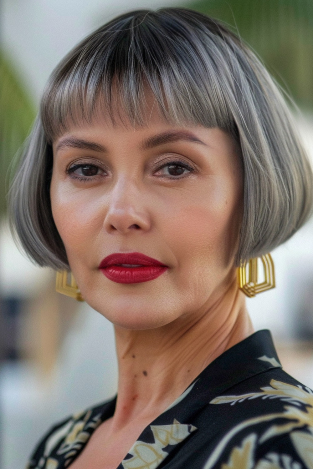 Bold bangs with edgy short bob for women over 50