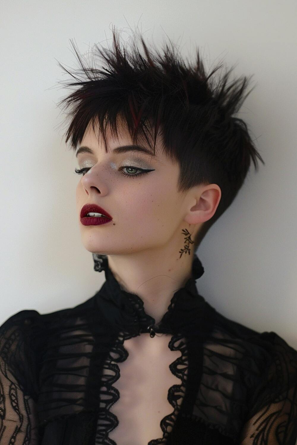Goth spiky pixie haircut