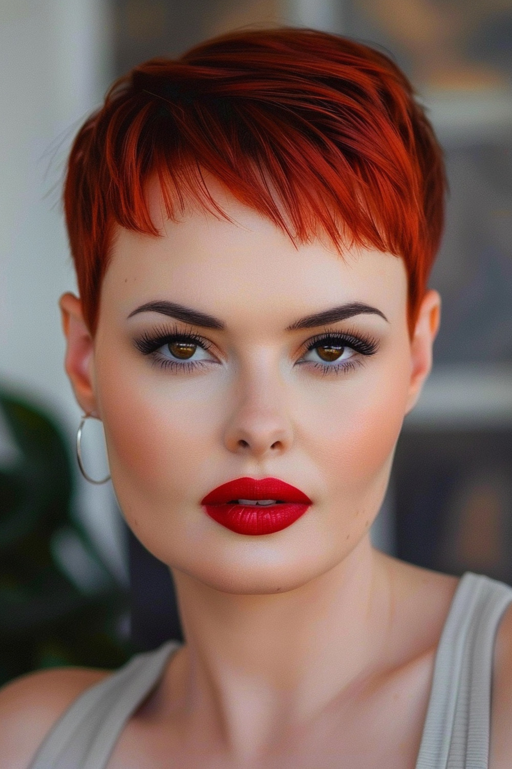 Bold red pixie cut