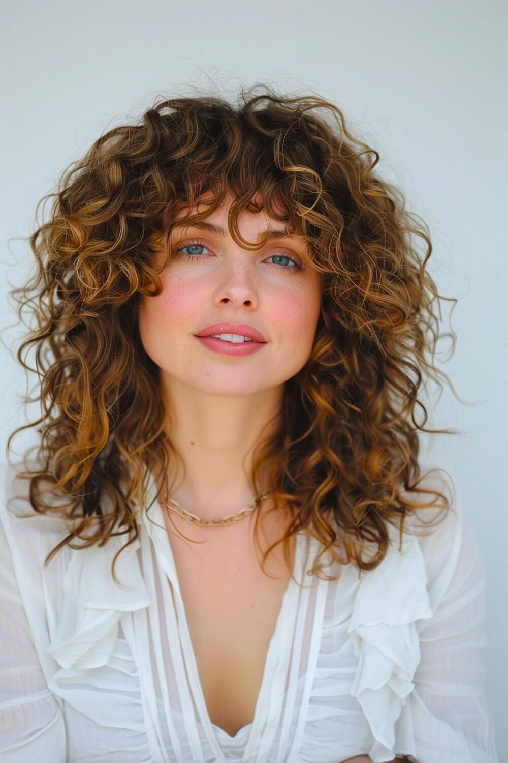 Bouncy curly layered hairstyle