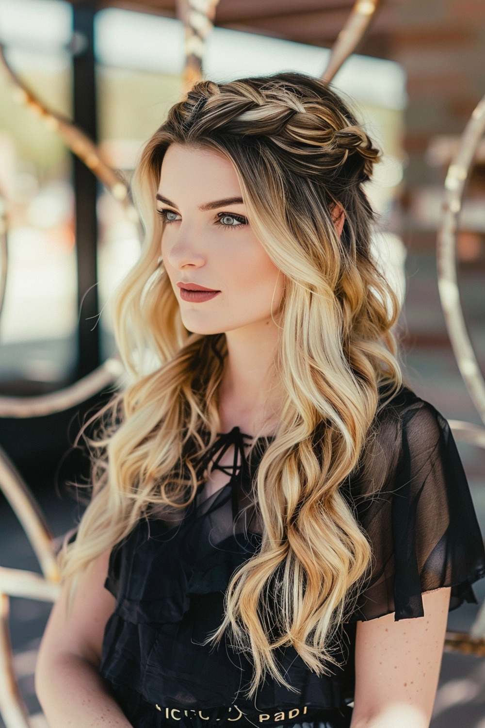 Braided crown with ombre effect