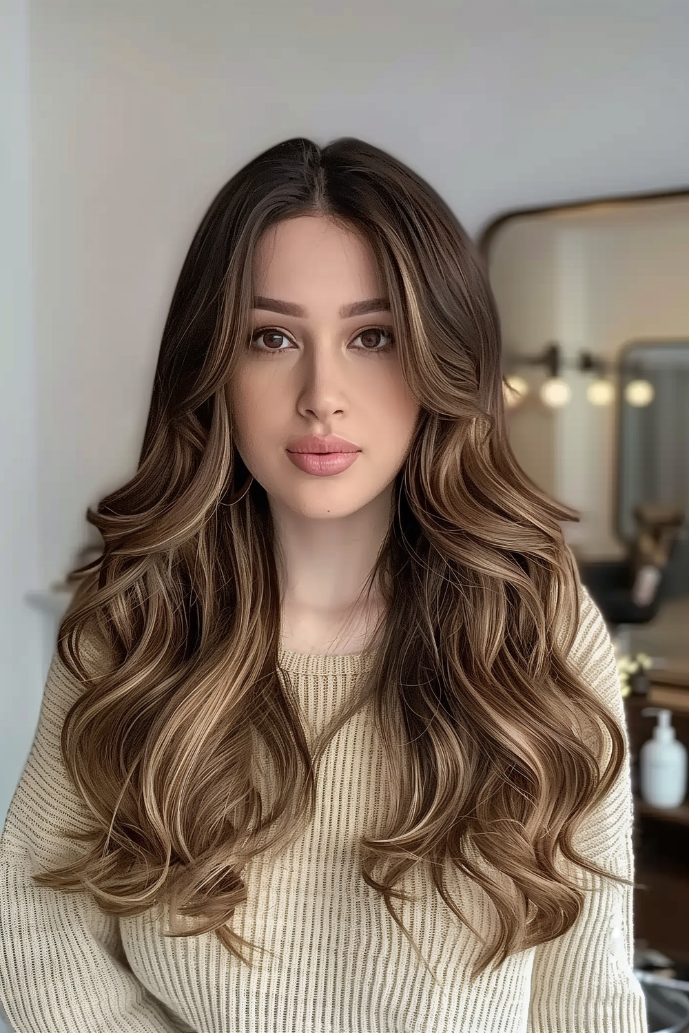 Butterfly cut with soft waves for thick hair
