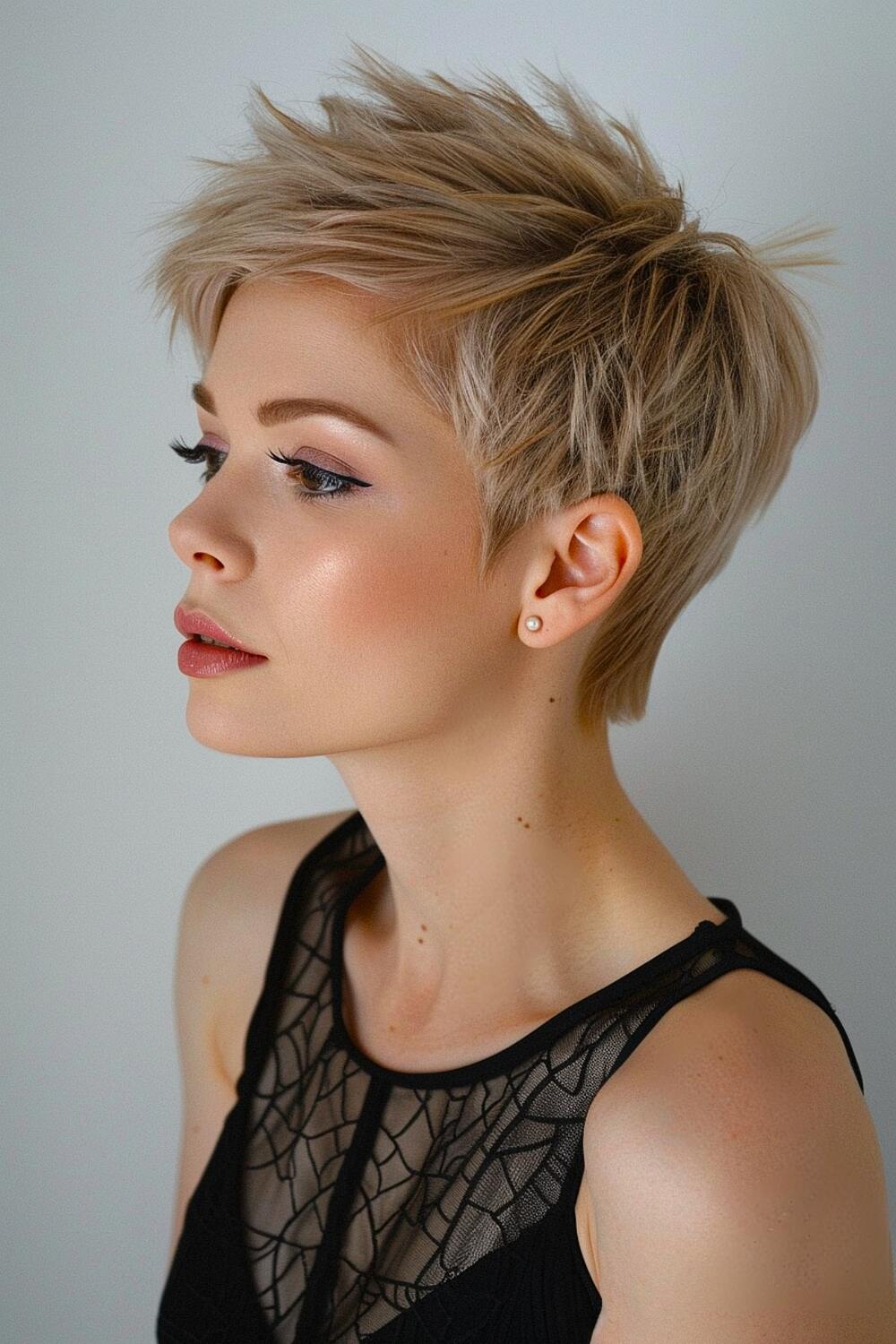 Blonde spiky pixie haircut
