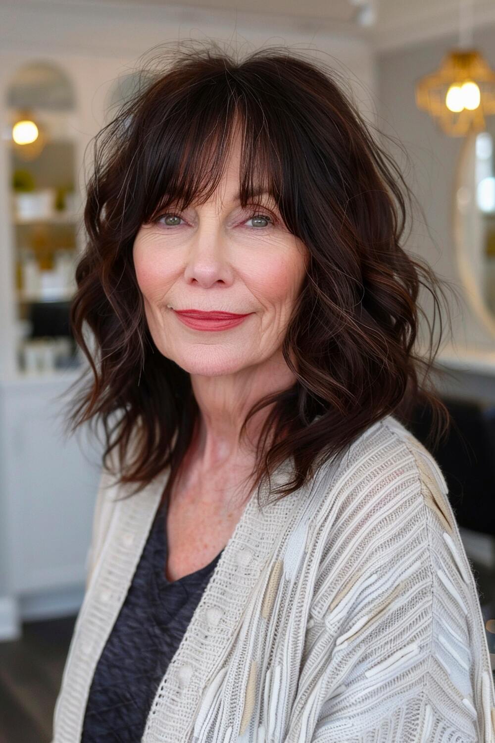 Brunette hairstyle for woman over 60