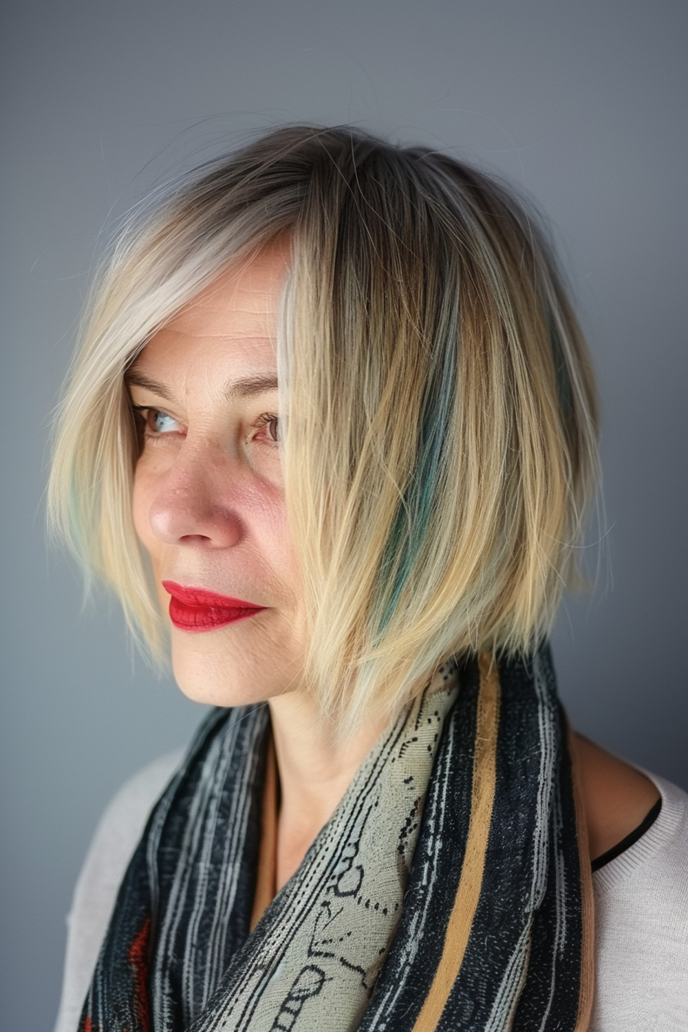 Chic choppy bob with bold highlights for women over 50