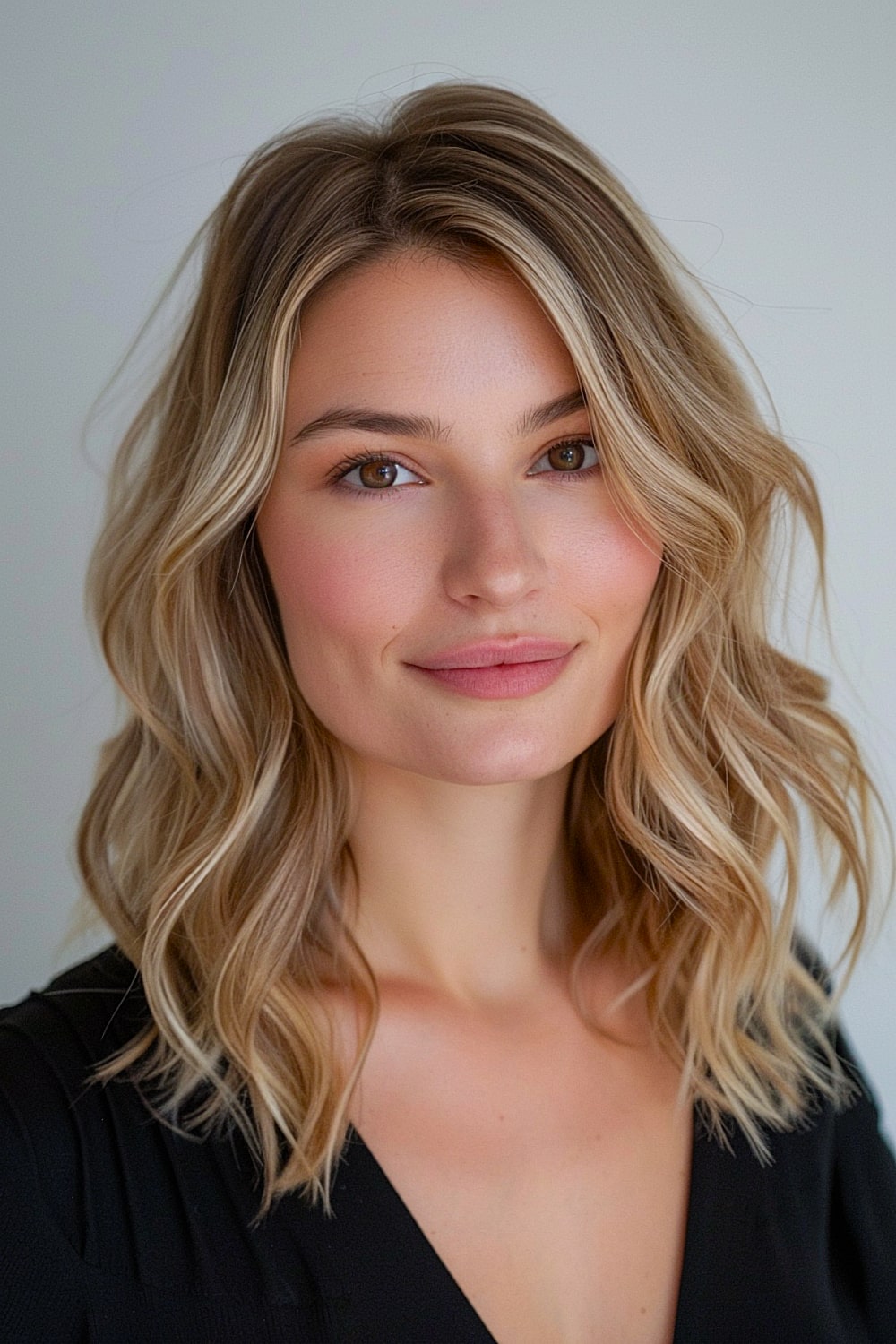 Medium haircut with layers and side part