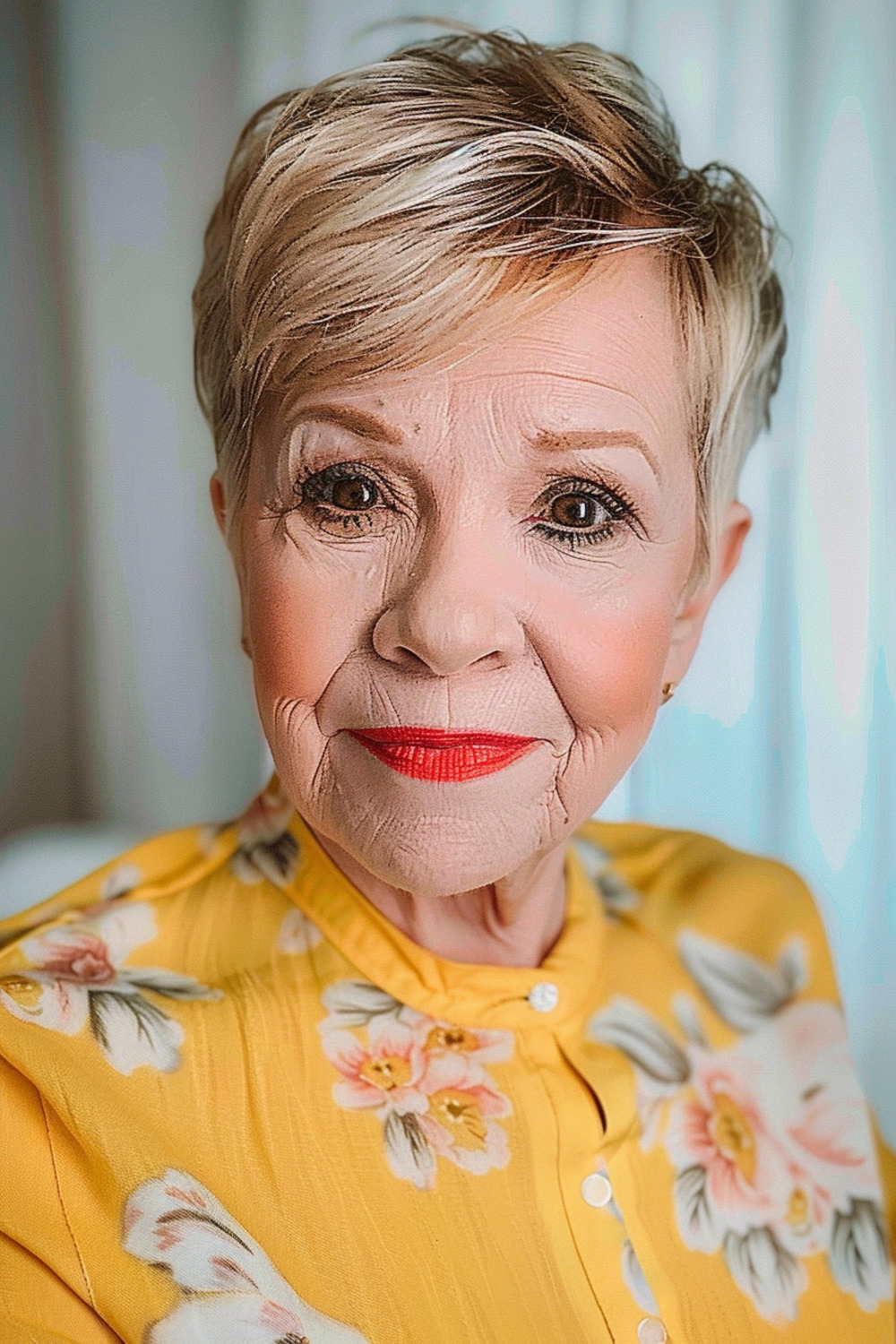 Chic pixie with bangs for women over 70