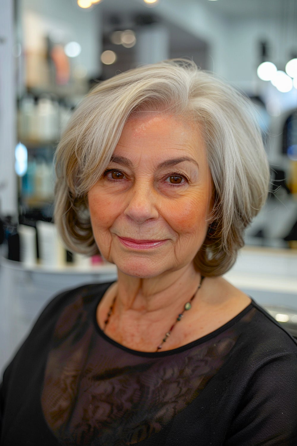 Chic short hair for round faces over 60