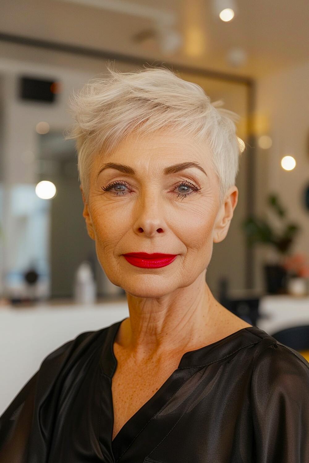 Very short hairstyle for women over 60