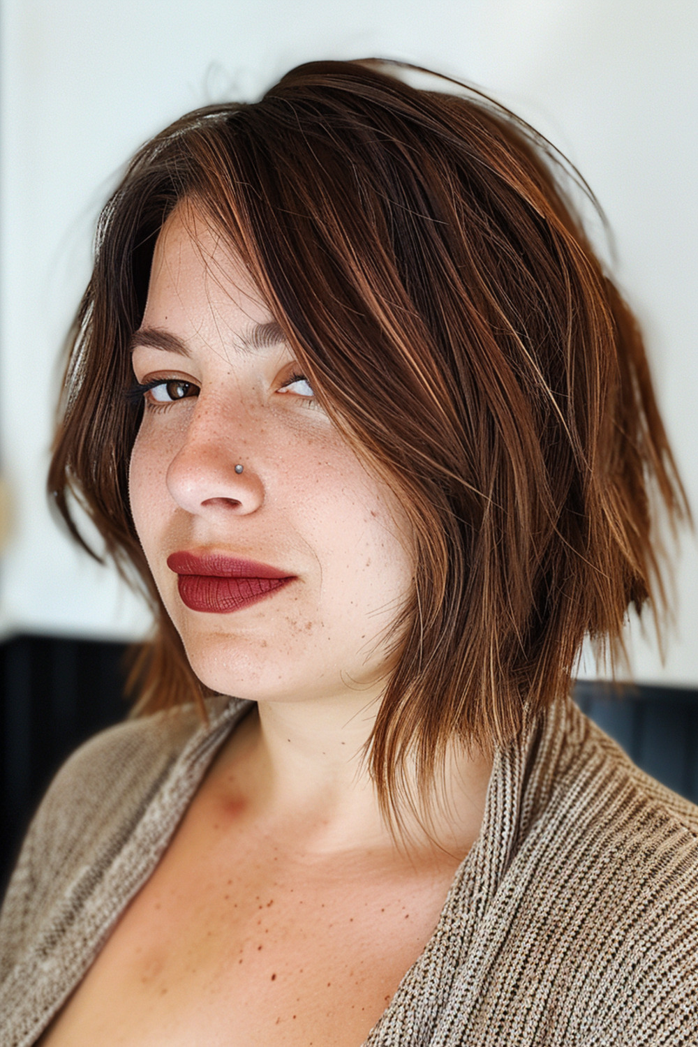 Choppy bob with side part