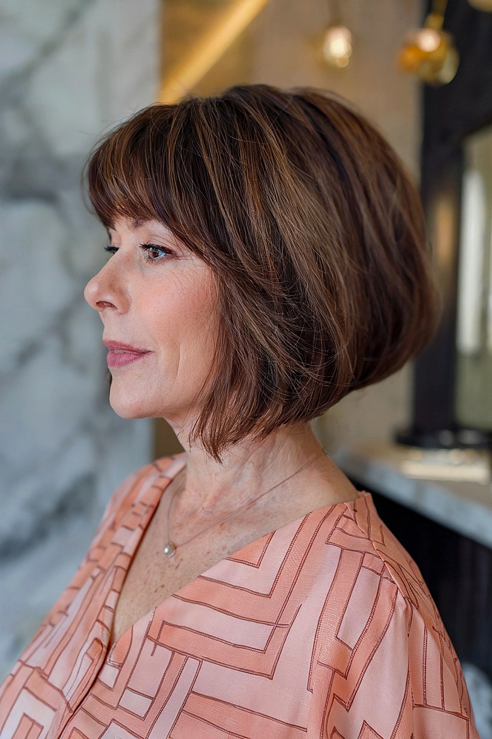 Classic graduated bob with blunt bangs