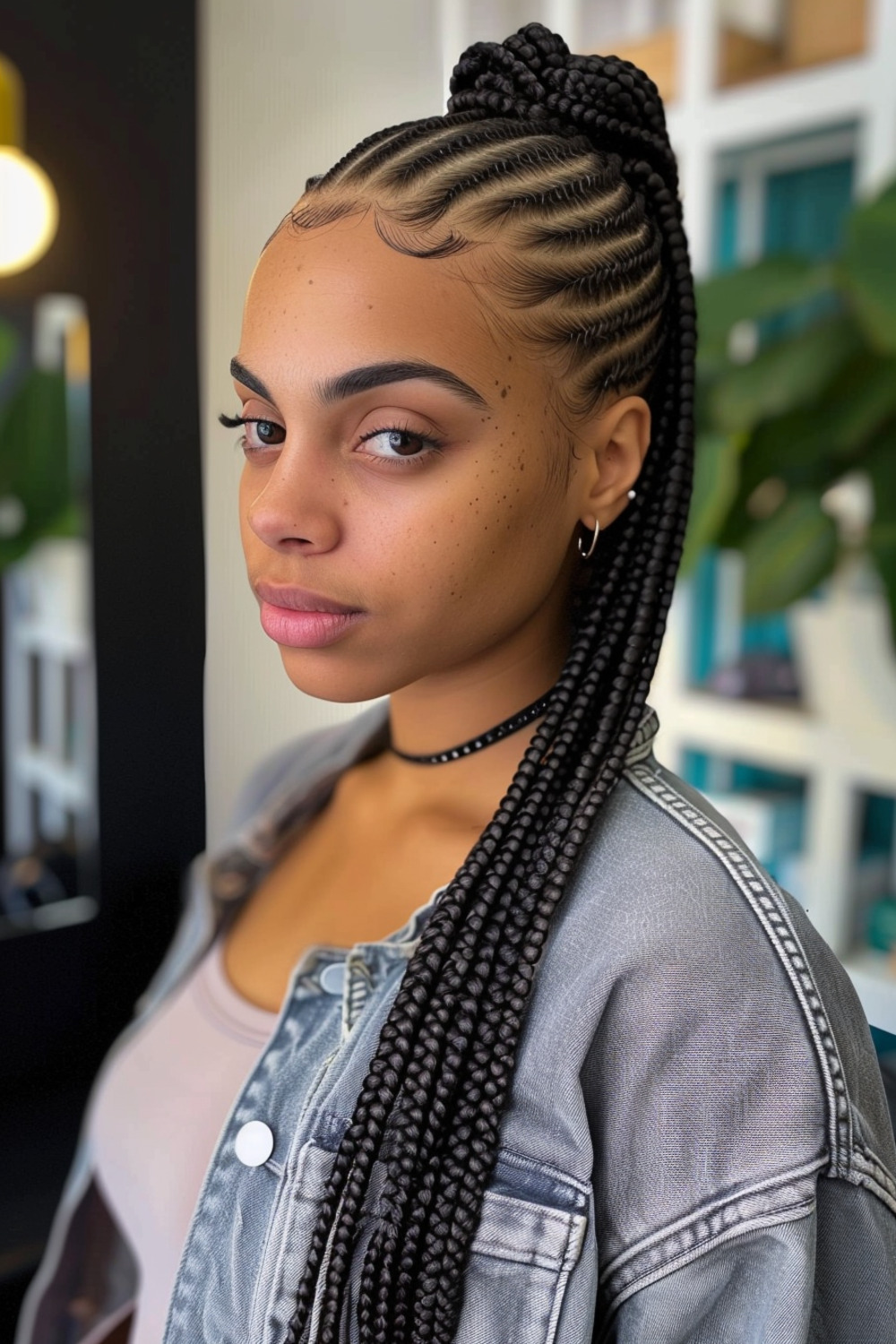 Cornrow braids with ponytail