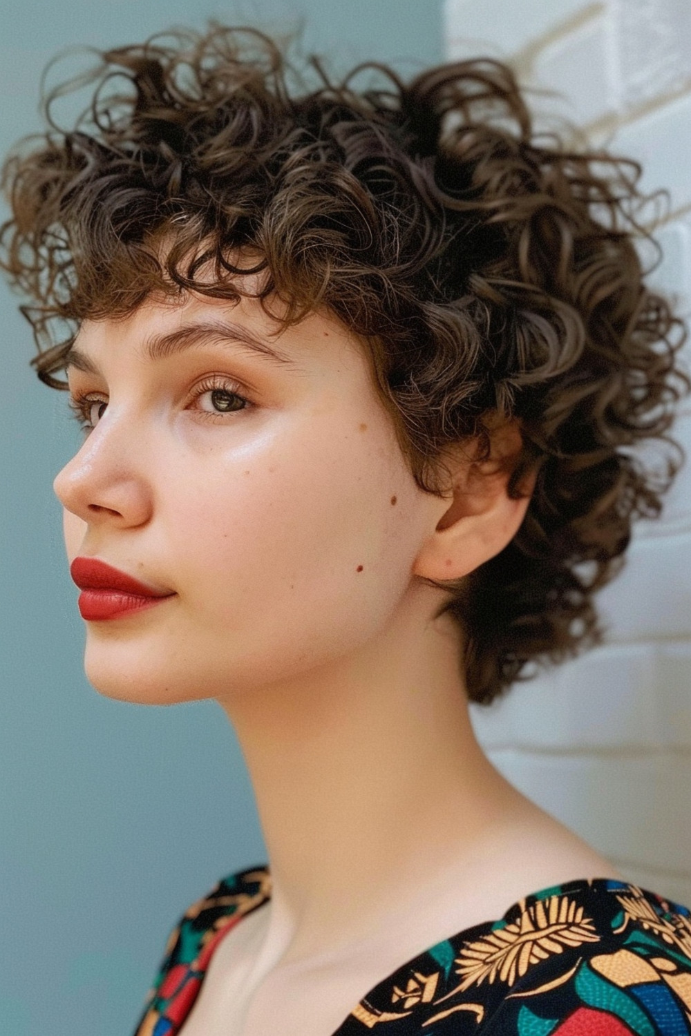 Curly shaggy pixie for natural hair