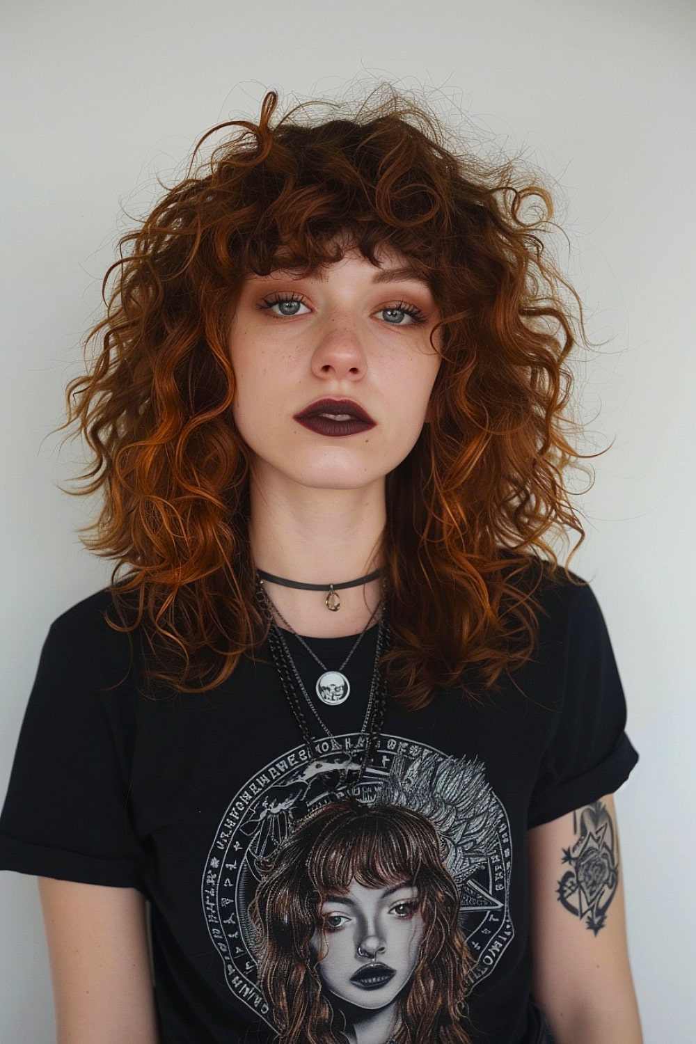Gothic curly hairstyle