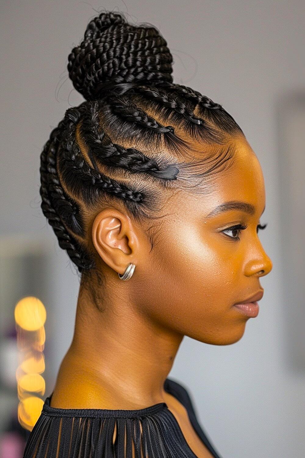 Easy braided natural hairstyle