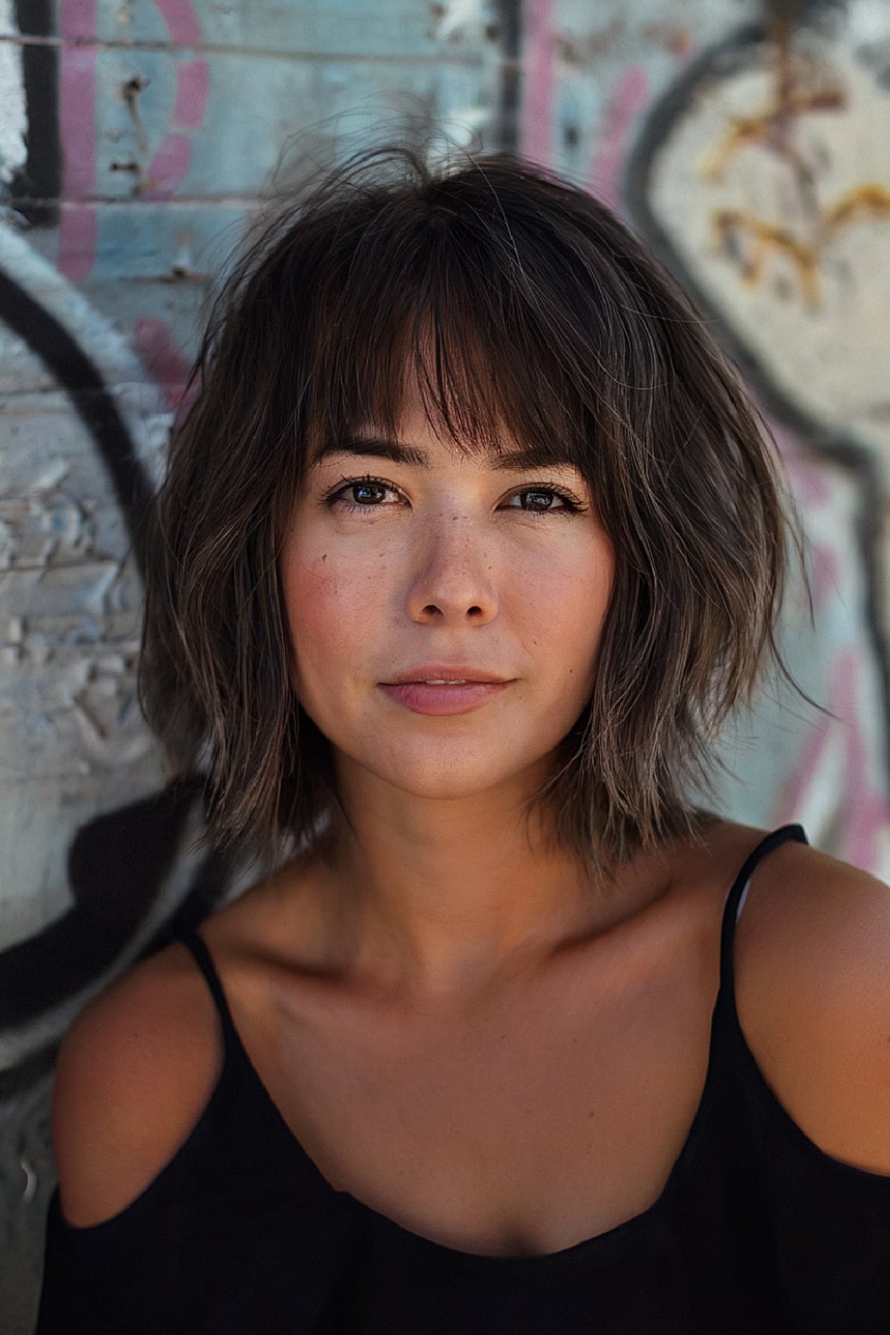 Edgy bob disconnected bangs