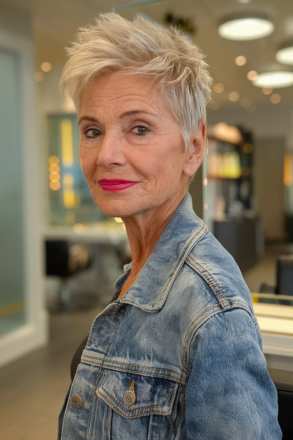 Edgy textured crop for women over 70