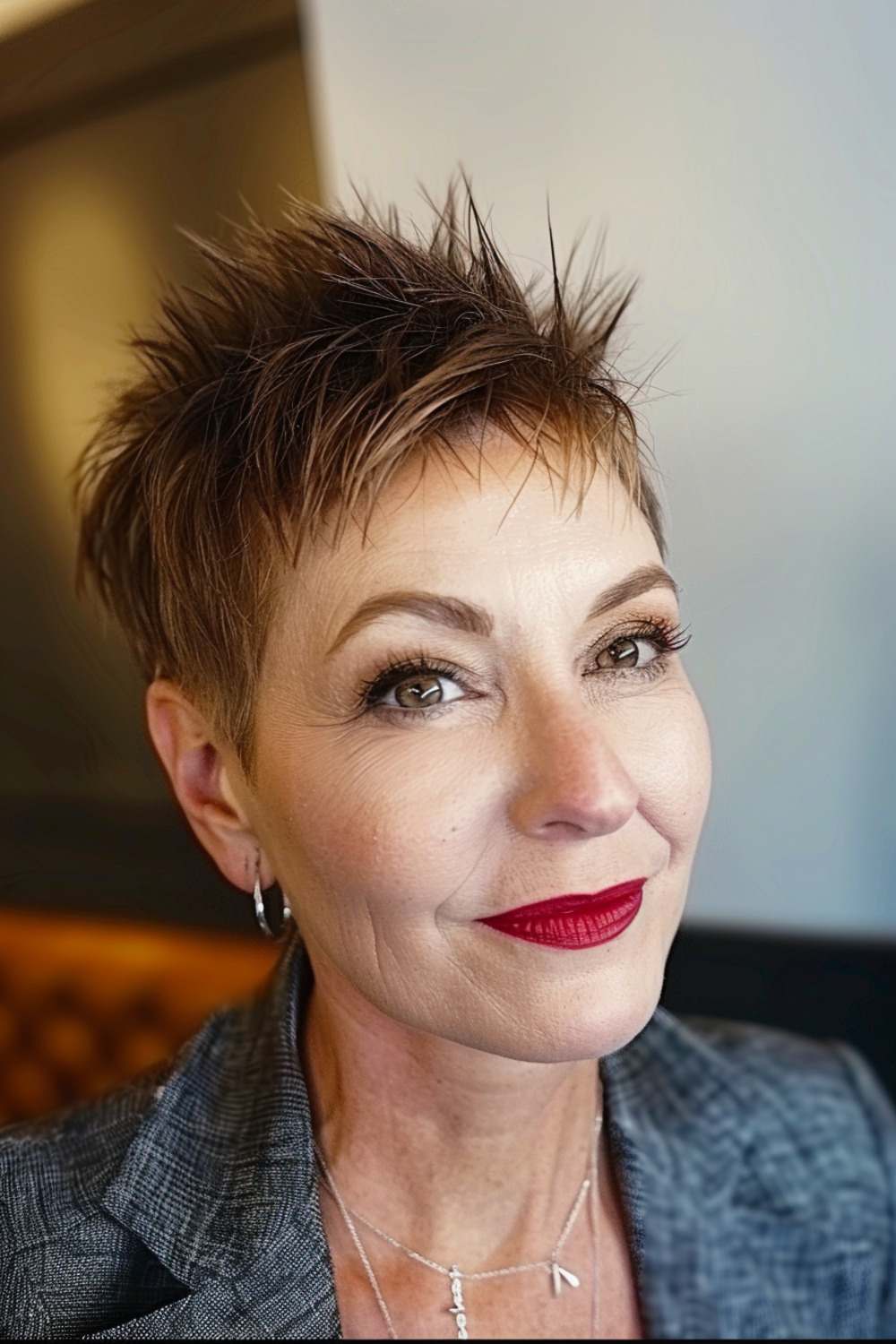 Elegant choppy pixie cut for women over 50