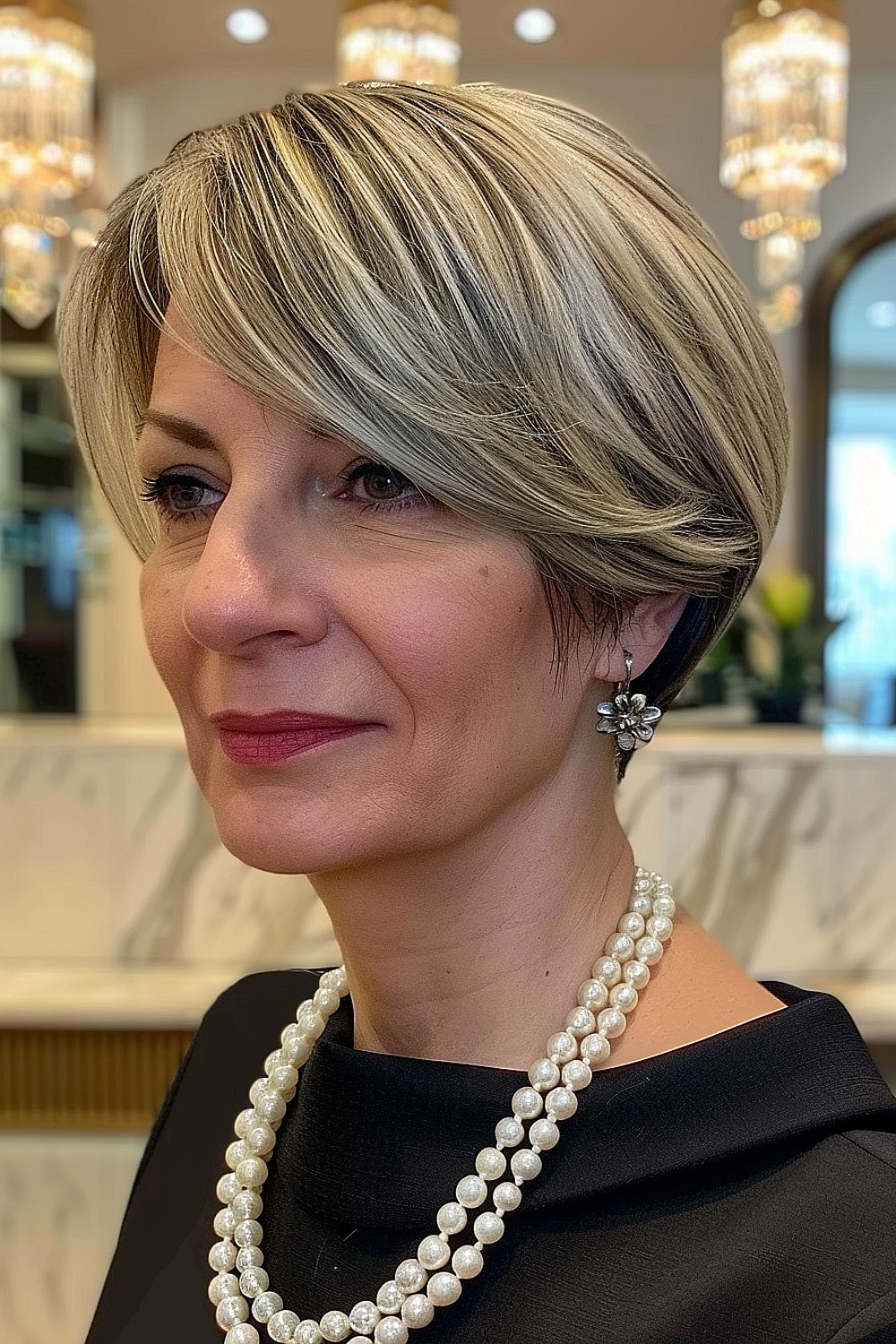 Elegant ear-length bob with subtle highlights
