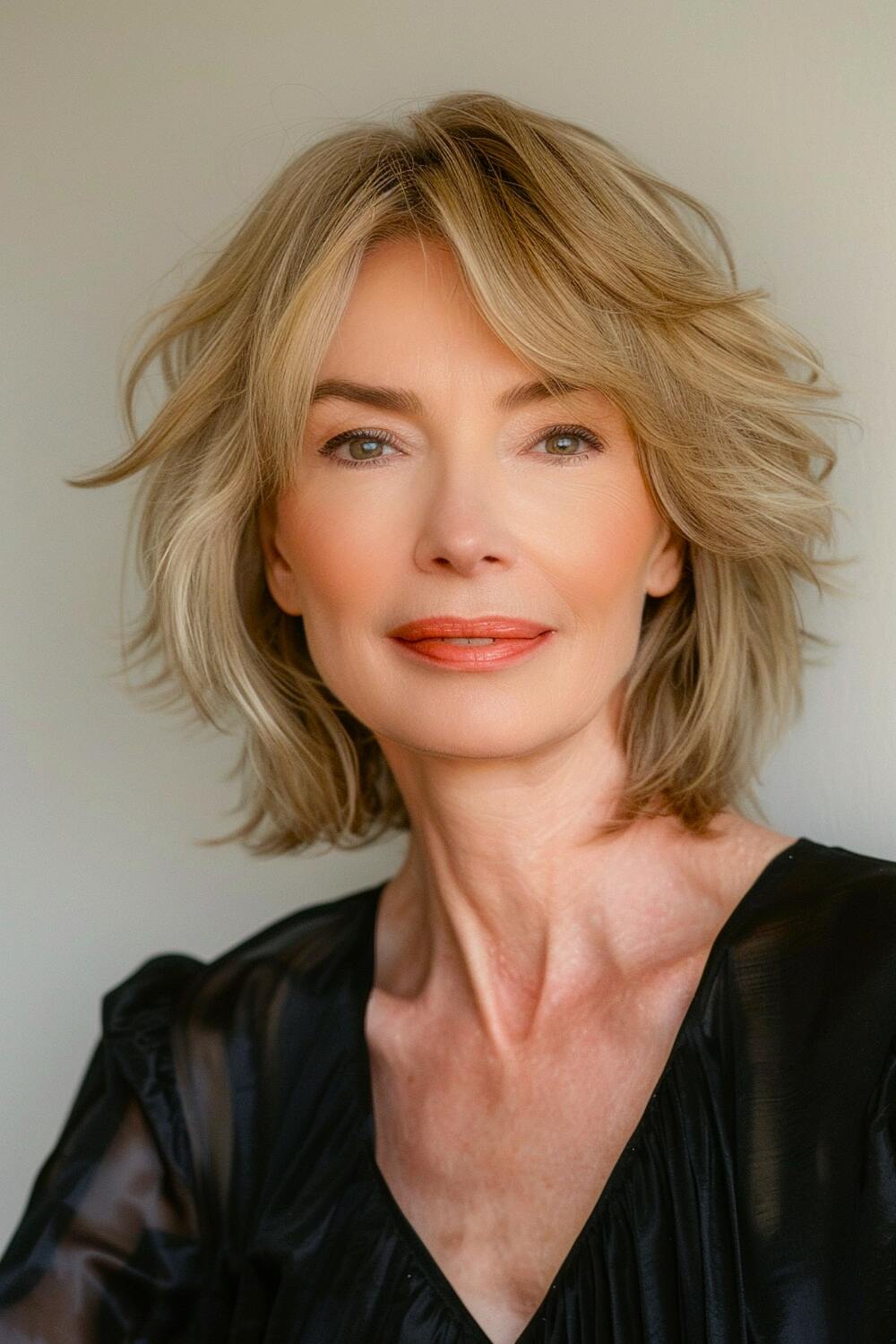 Short layered feathered hair