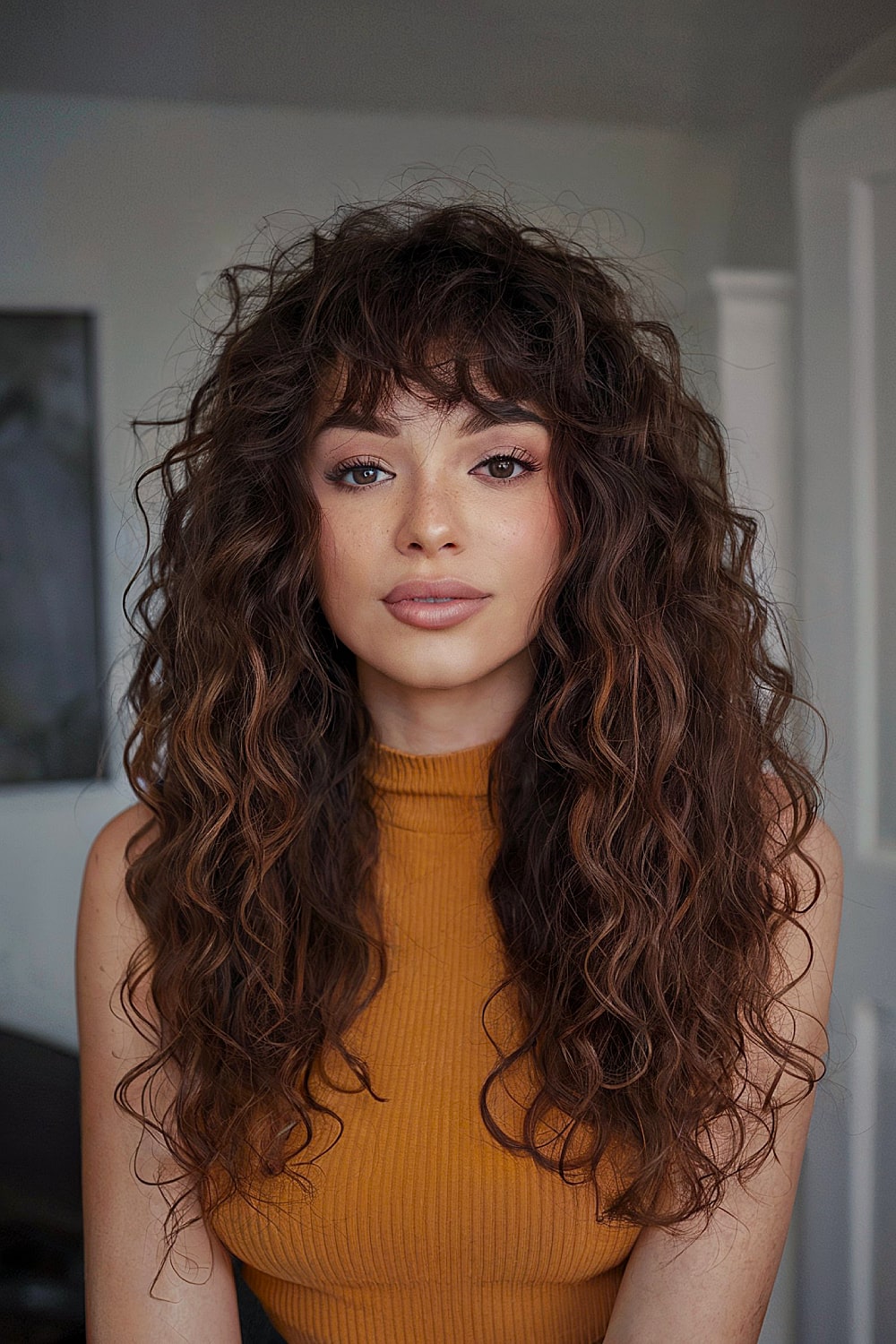 Long curly shaggy haircut