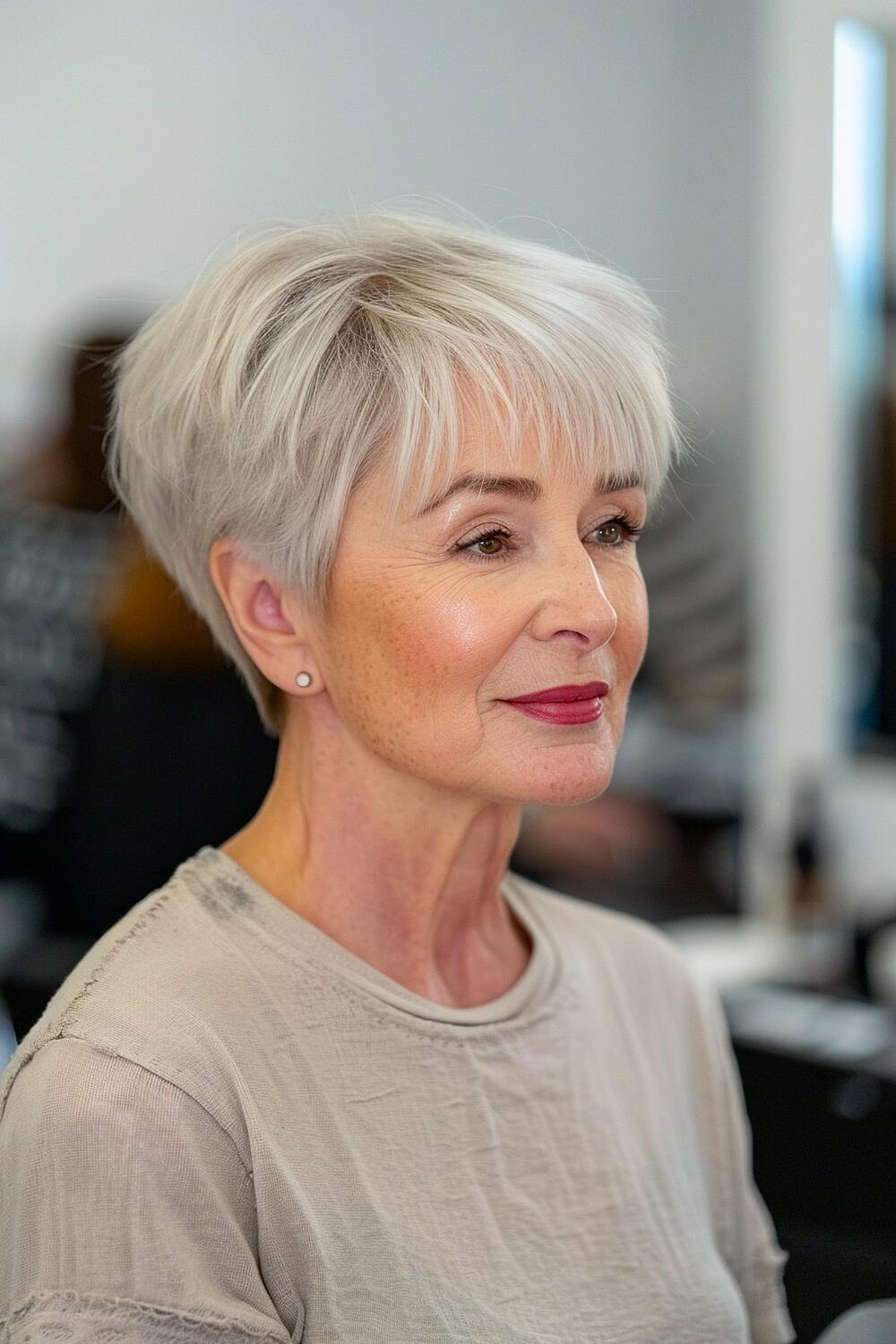 Long pixie hairstyle for women over 60