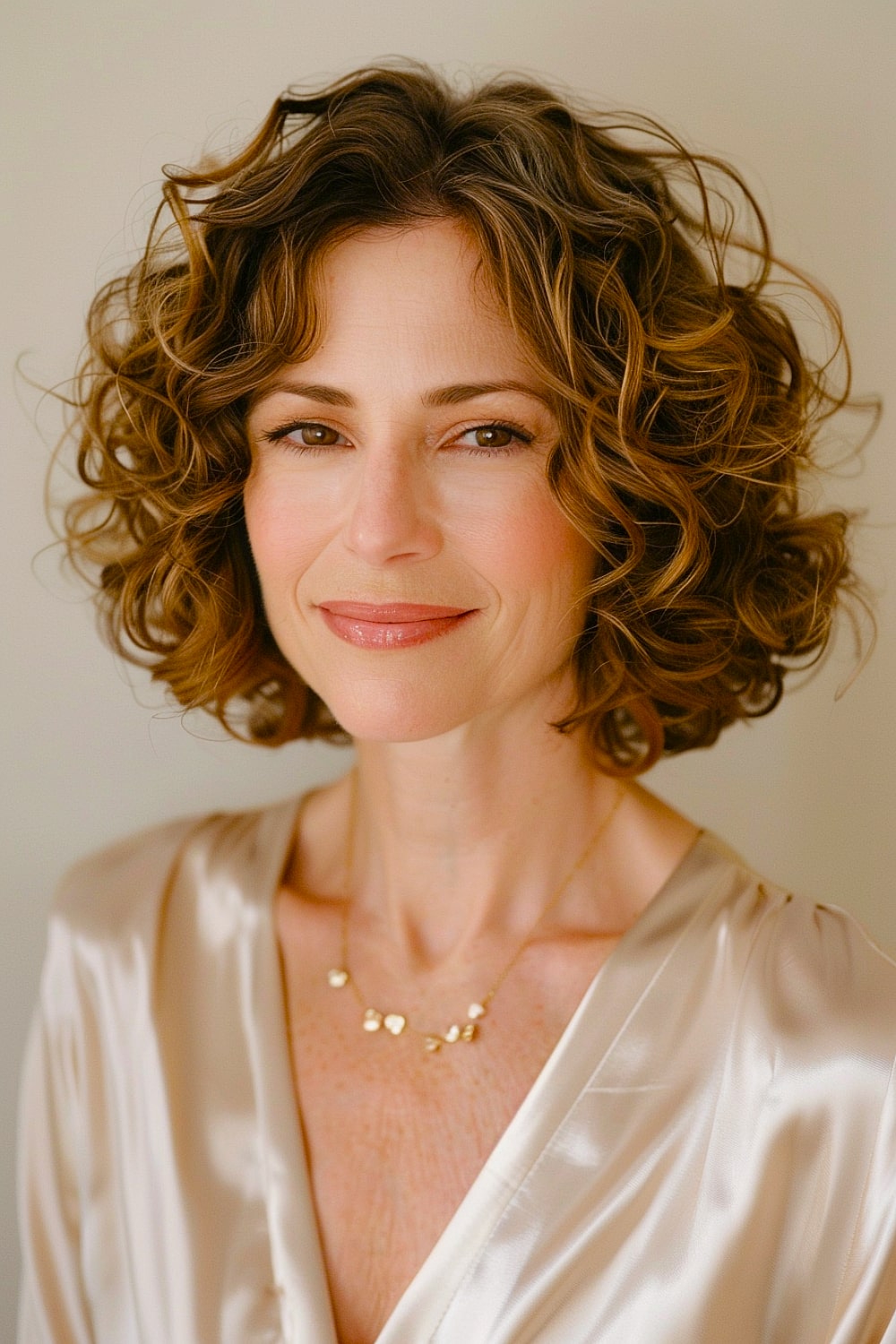 Mother-of-the-bride curly bob hairstyle