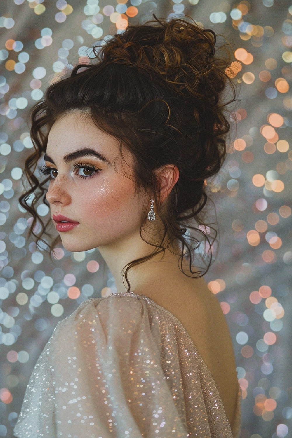 Curly bun hairstyle for prom