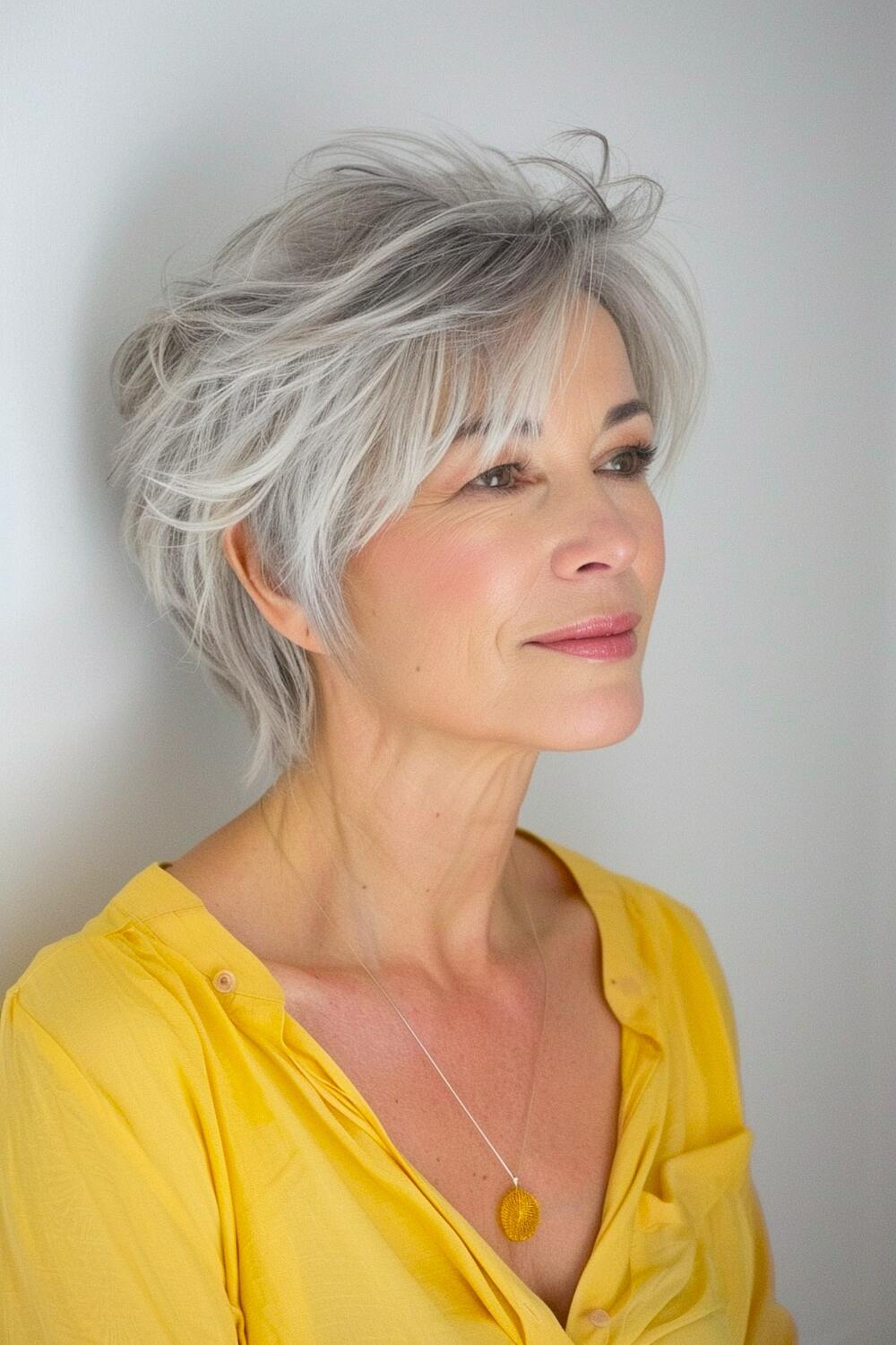 Short Messy Grey Hair for Older Women