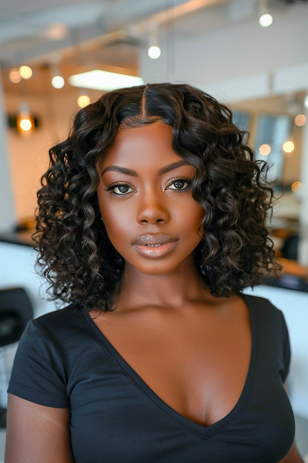 Curly bob wig for black women