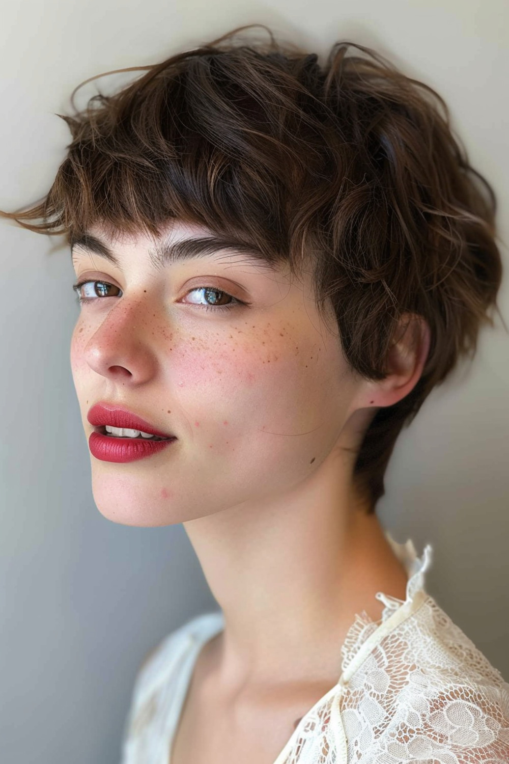Feminine shaggy pixie with soft layers