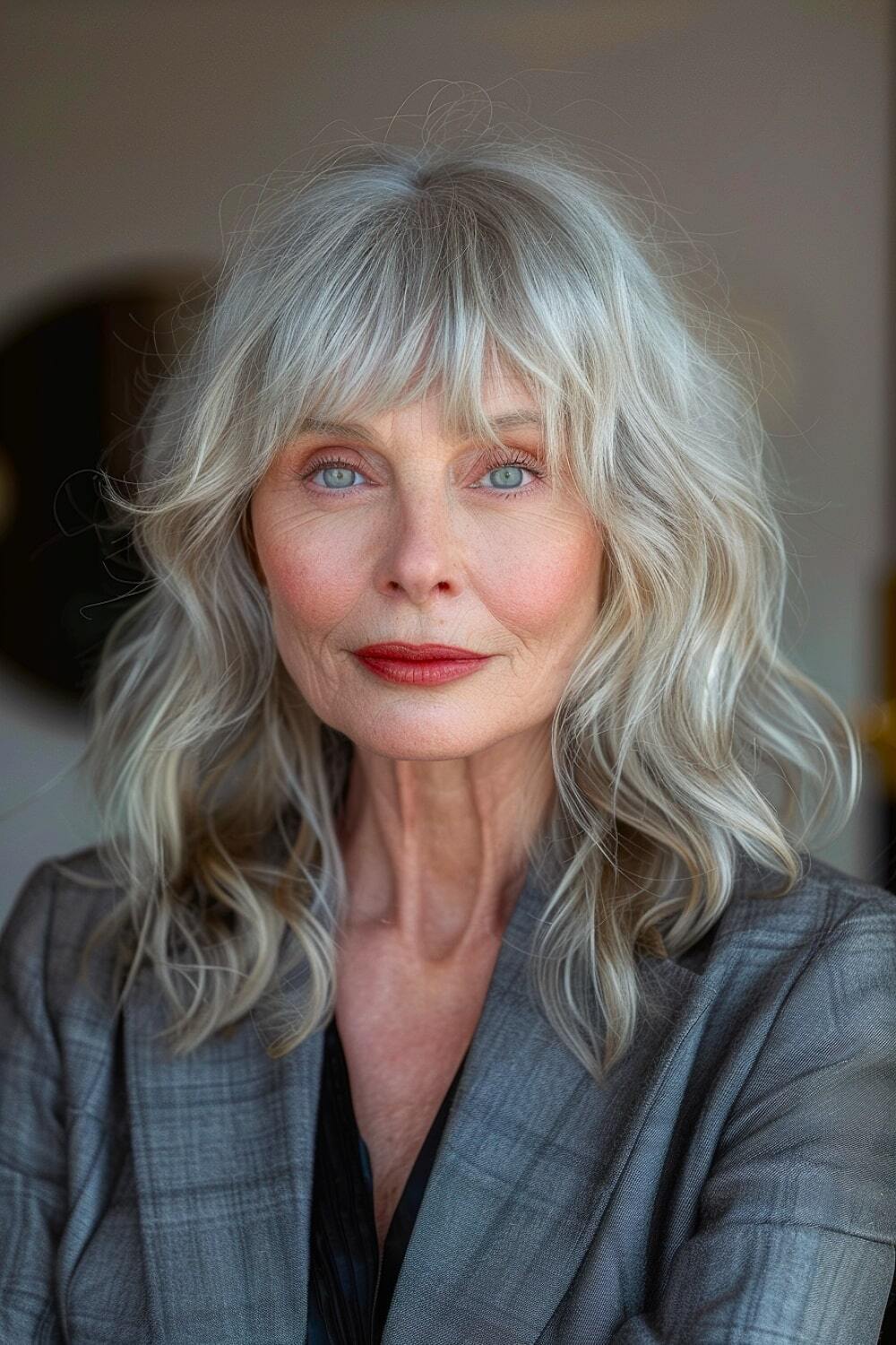 Fine hair with bangs for older women