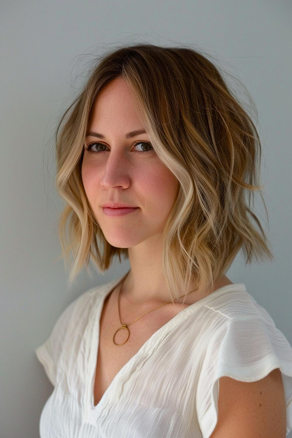 Flattering choppy bob for oval faces