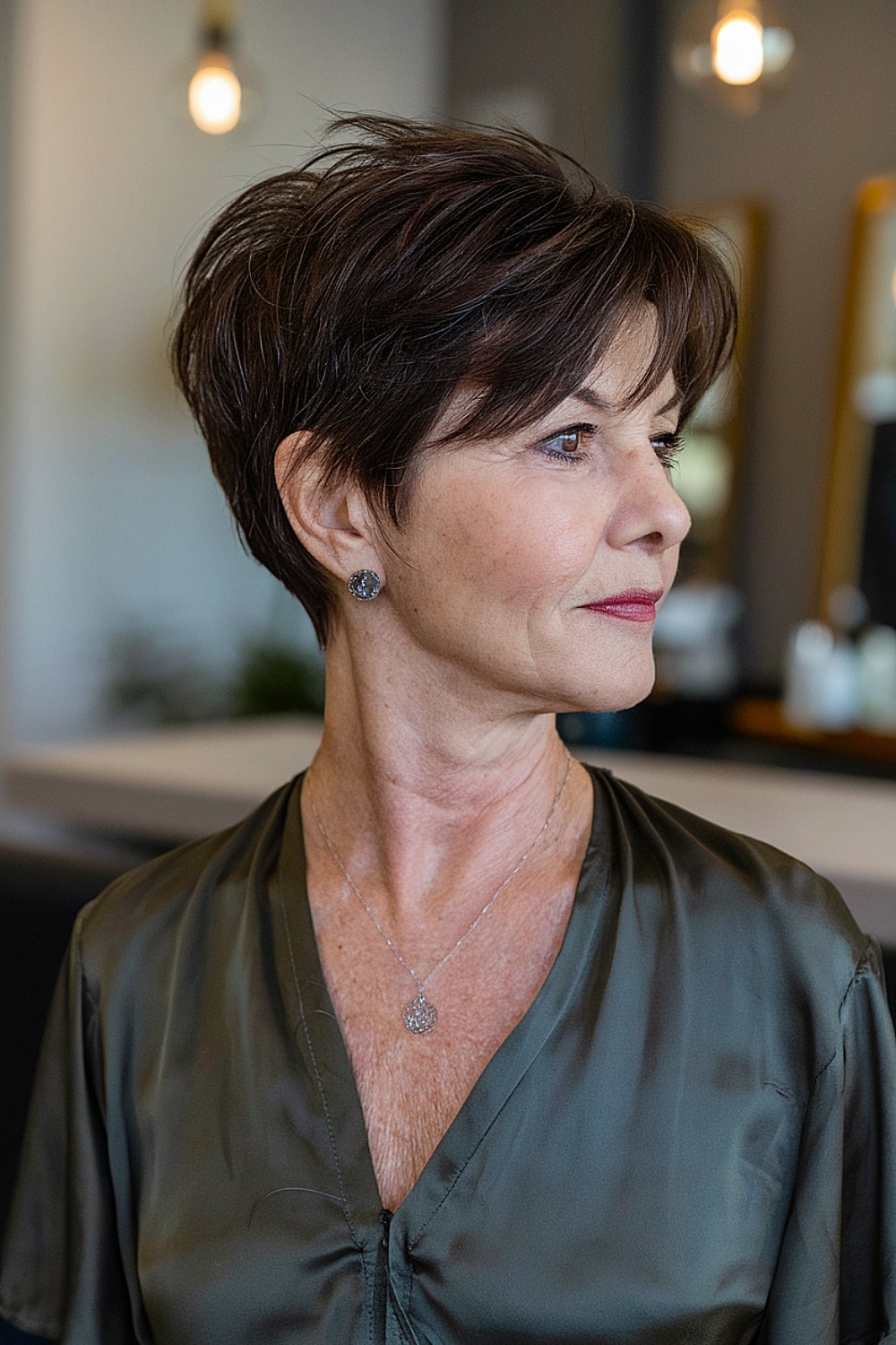 Flattering choppy pixie with tapered back for women over 50