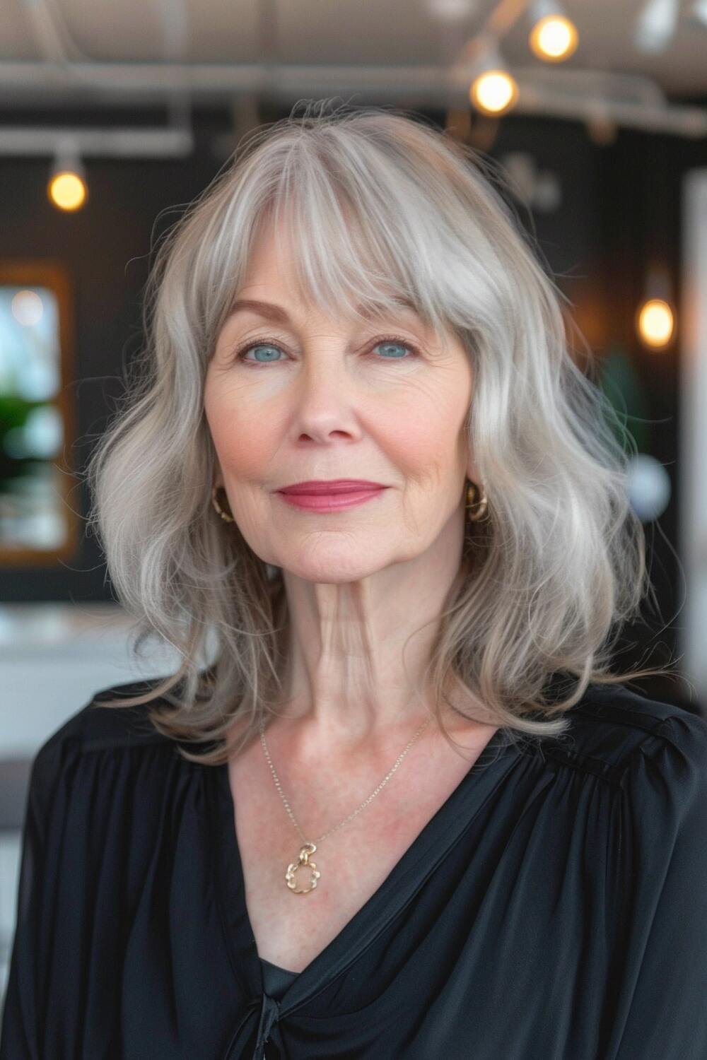 Hairstyle for women over 60 with long face