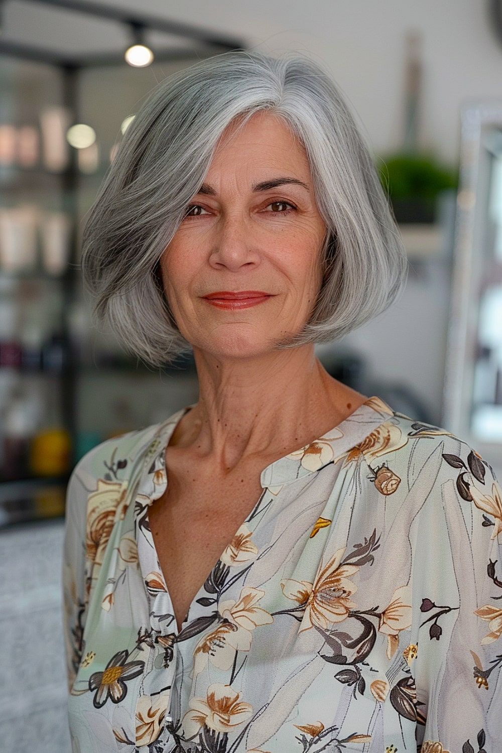 Short hairstyle for long faces over 60