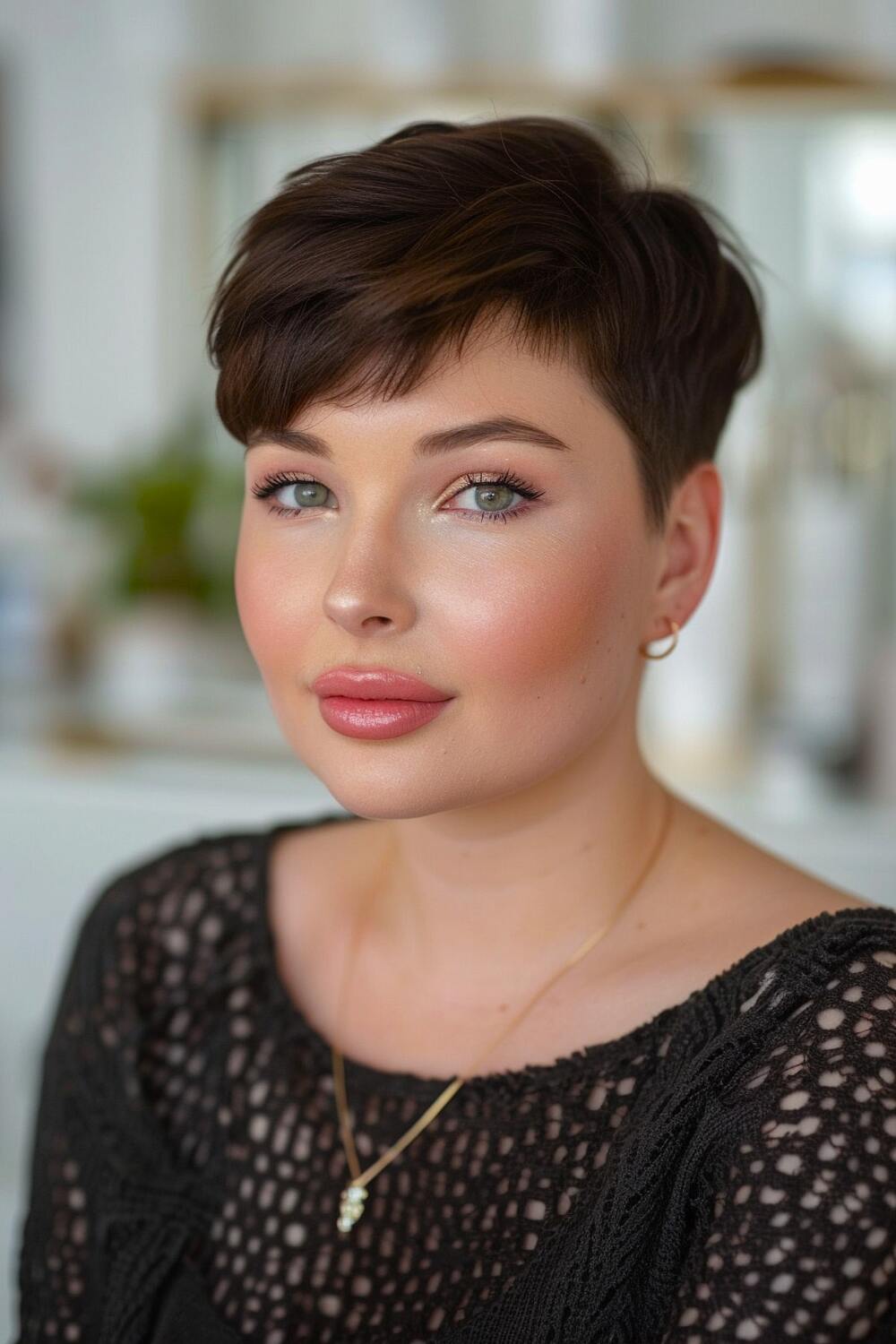 Pixie cut for round faces