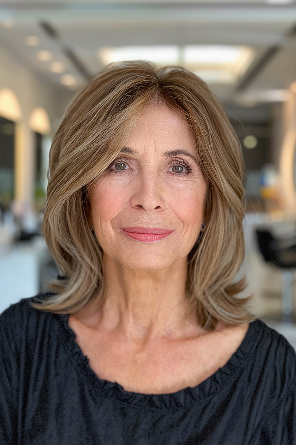 Flipped-out bob with light layers for women over 60