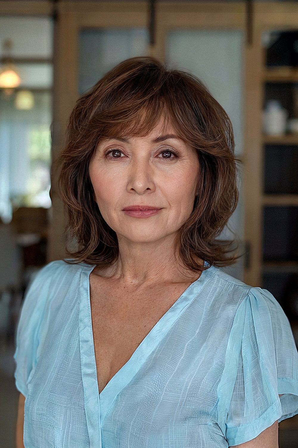 Flipped-out bob with soft bangs