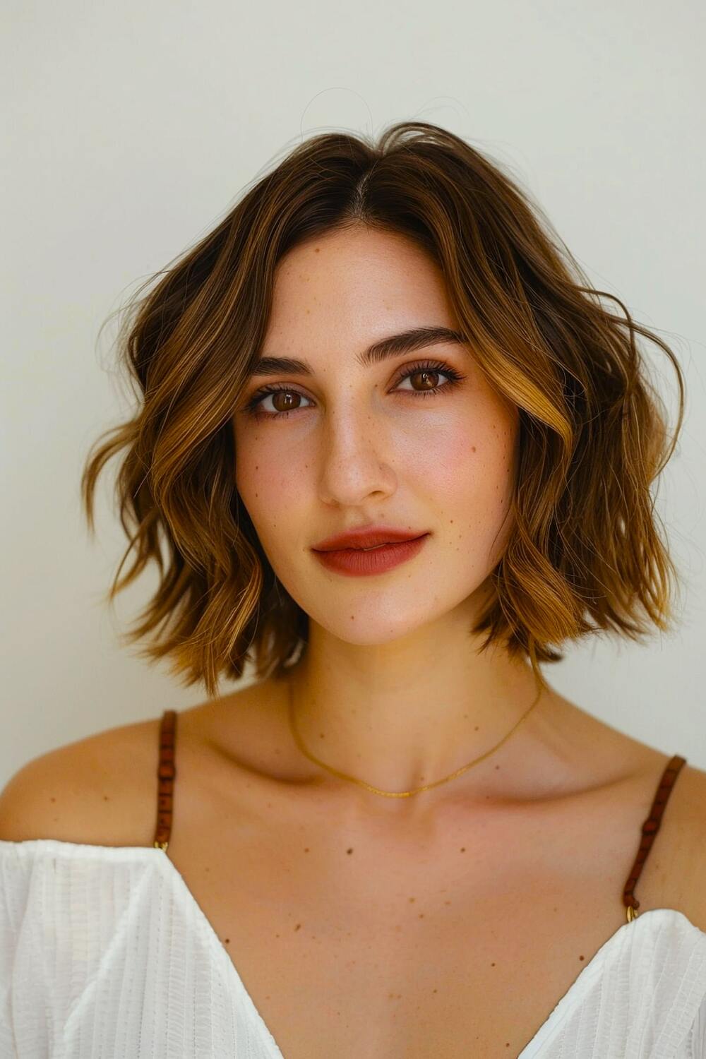 Wavy short layered haircut