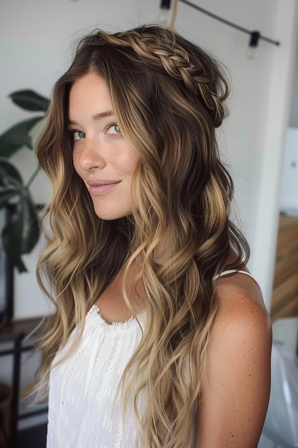 Half-up braided crown