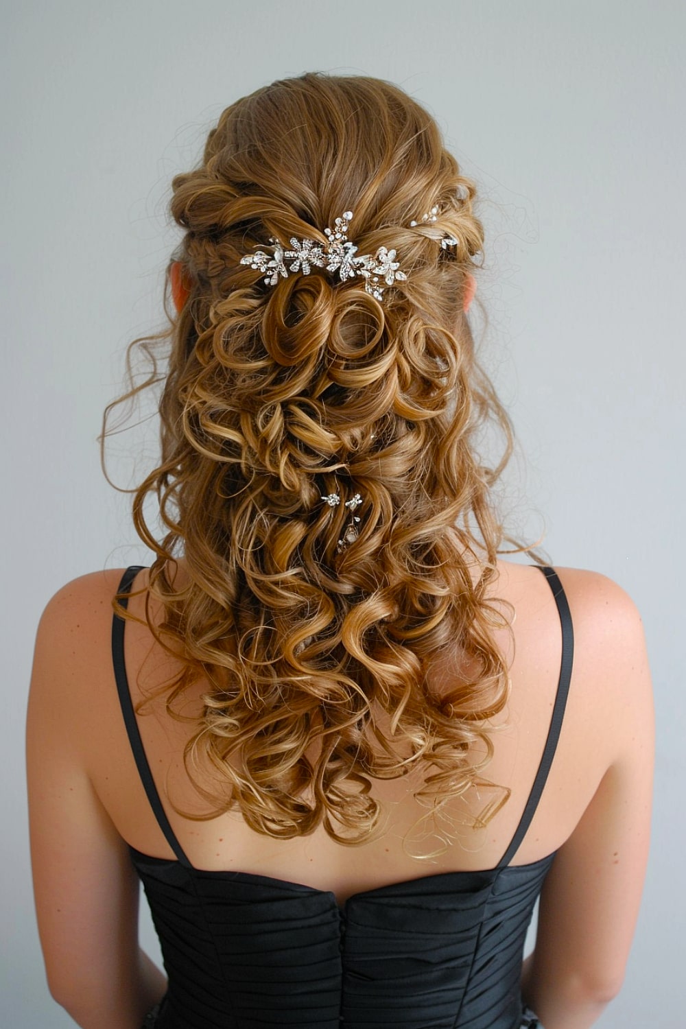 Half-up curly wedding hairstyle