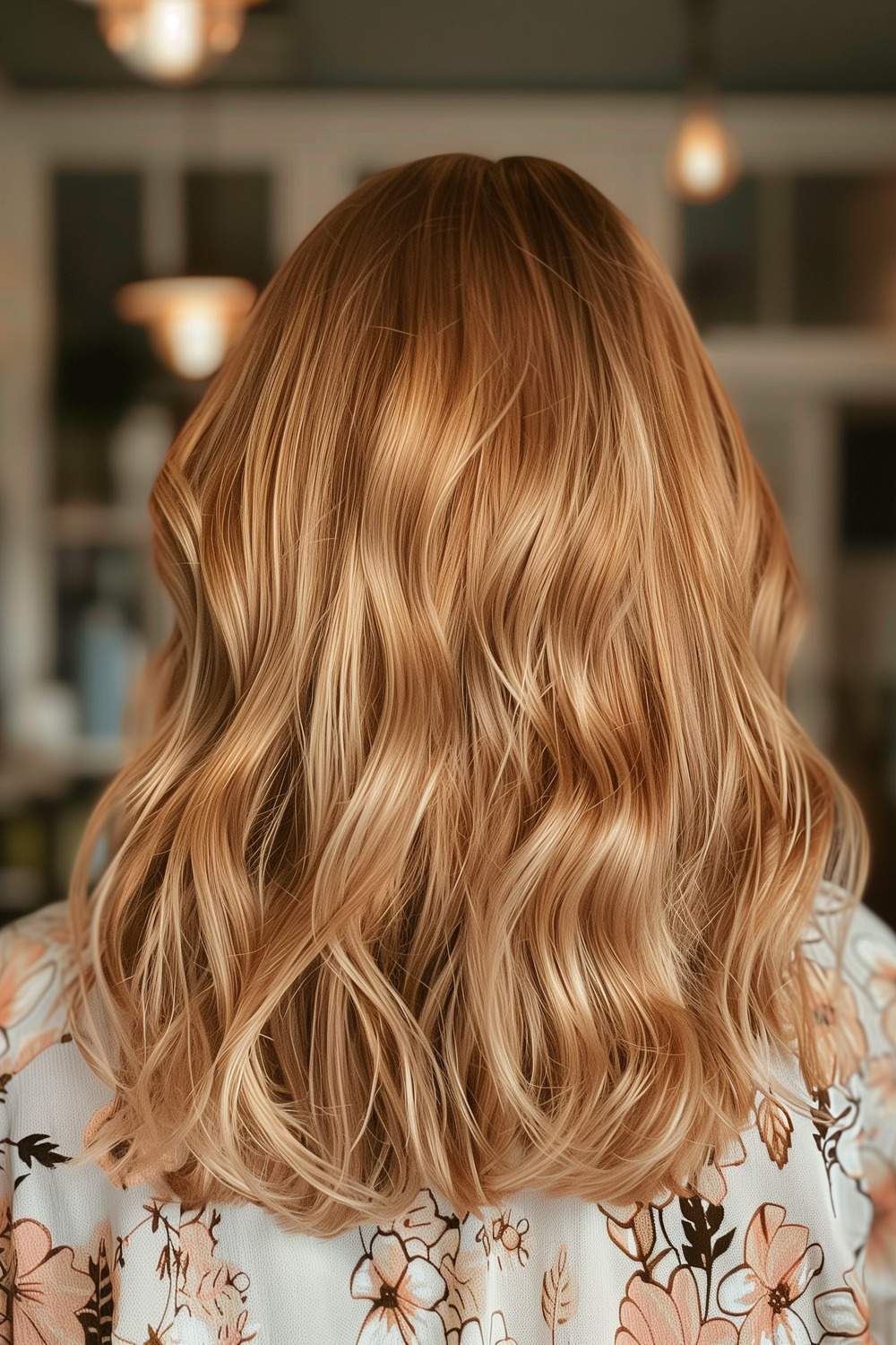 Honey blonde highlights on medium length hair