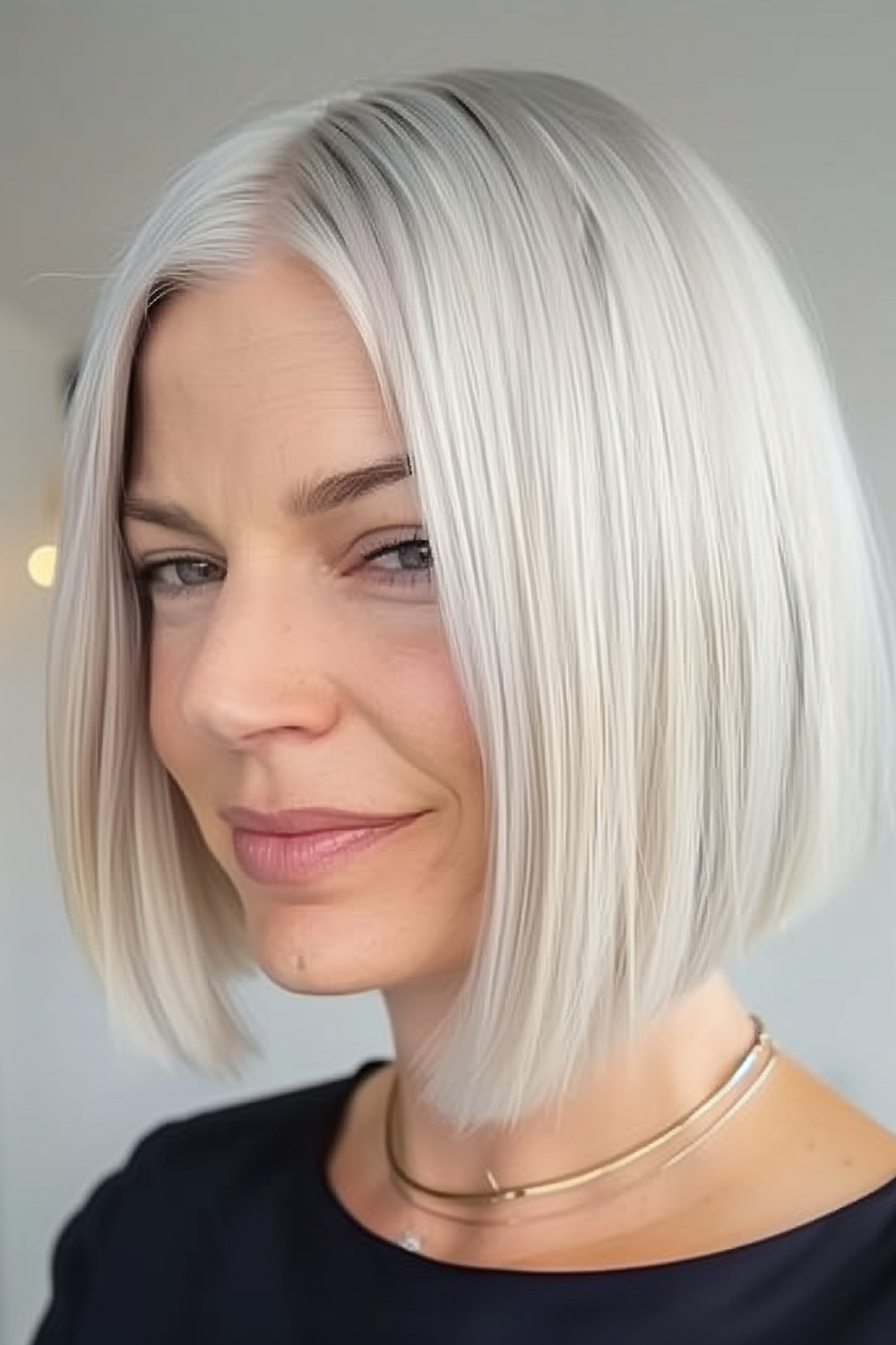 Icy blonde sleek bob