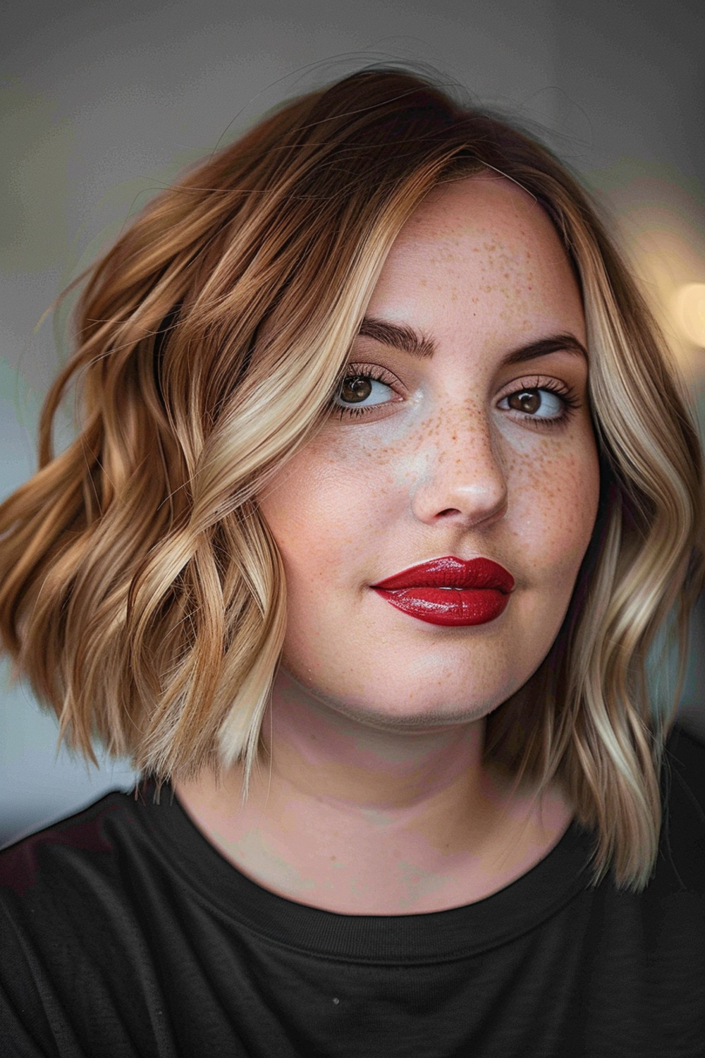 Layered bob with face-framing highlight