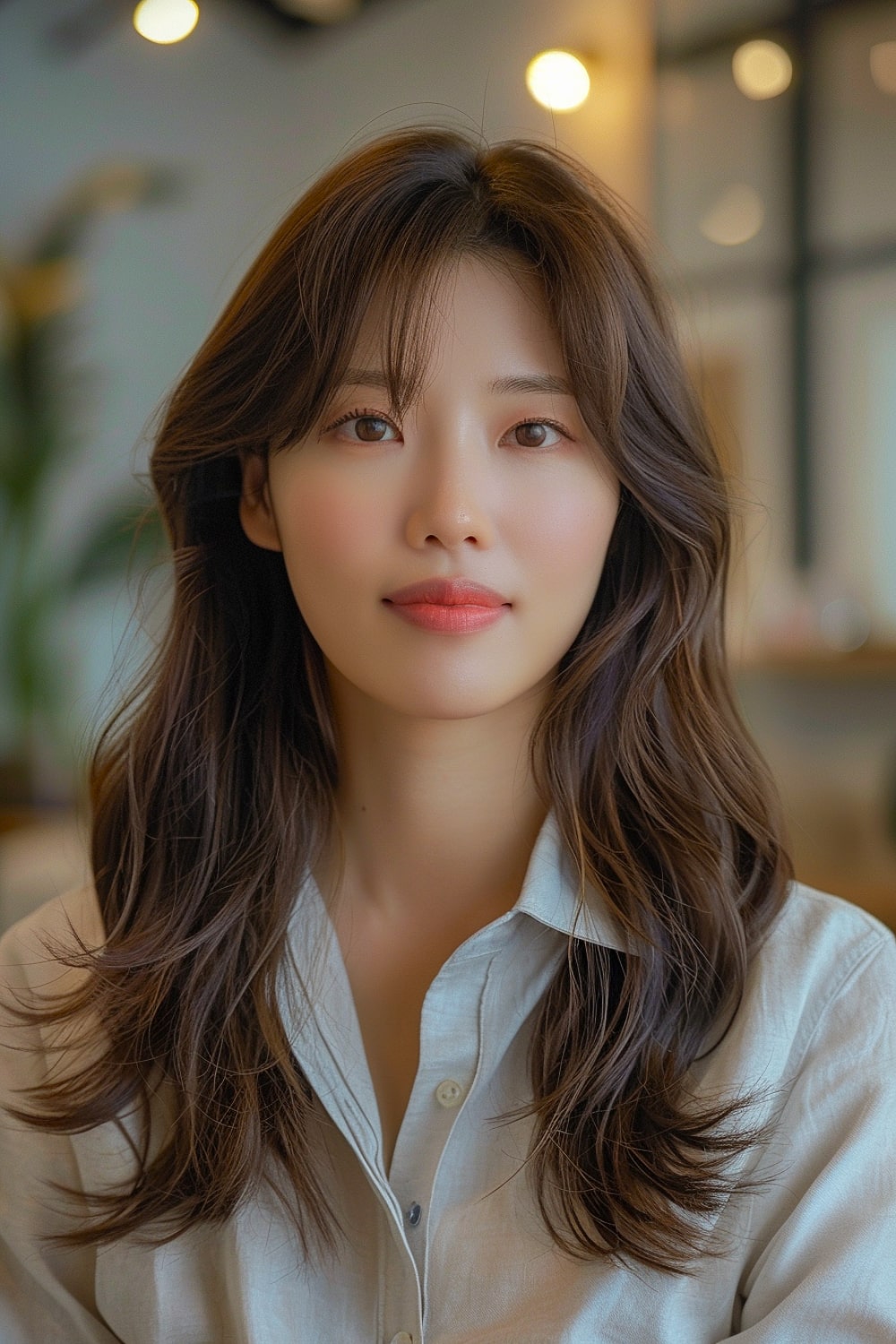 Korean layered hair with bangs