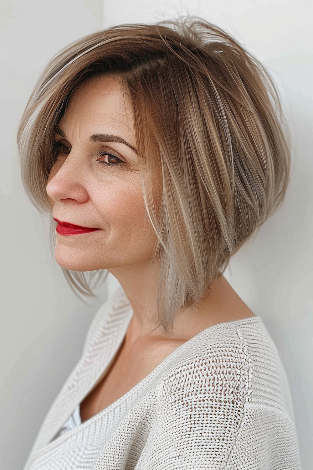 Layered inverted bob for women over 40