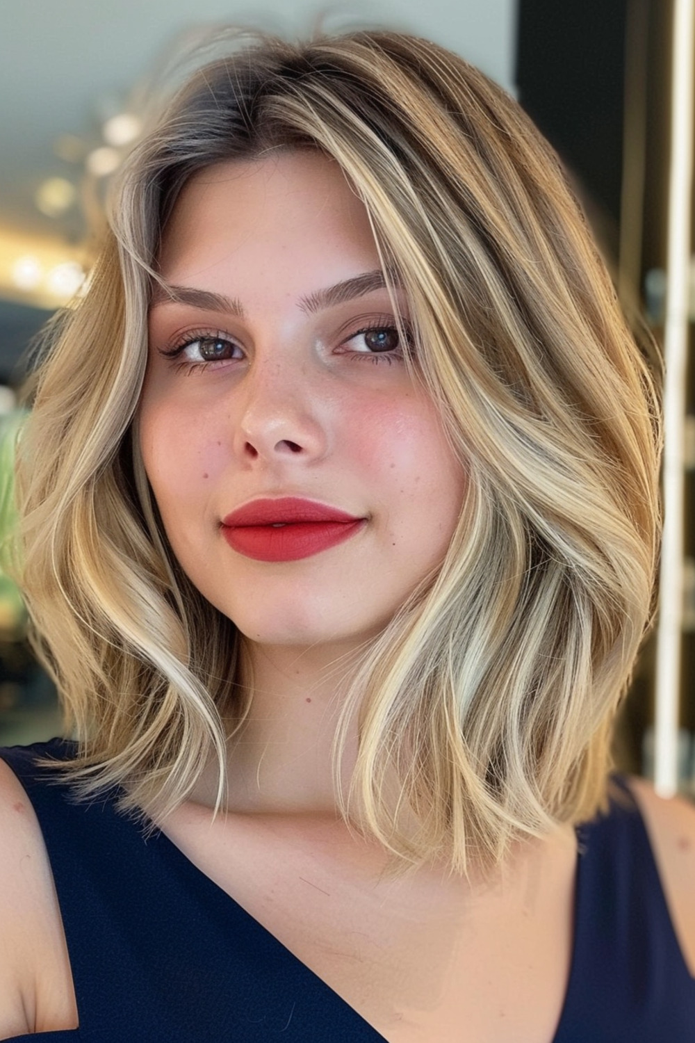 Layered lob with highlights